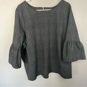 3/$40 Ladies Size 3x Reitmans Puffy Sleeve Tailored Blouse 3/4 Zip up Back Grey